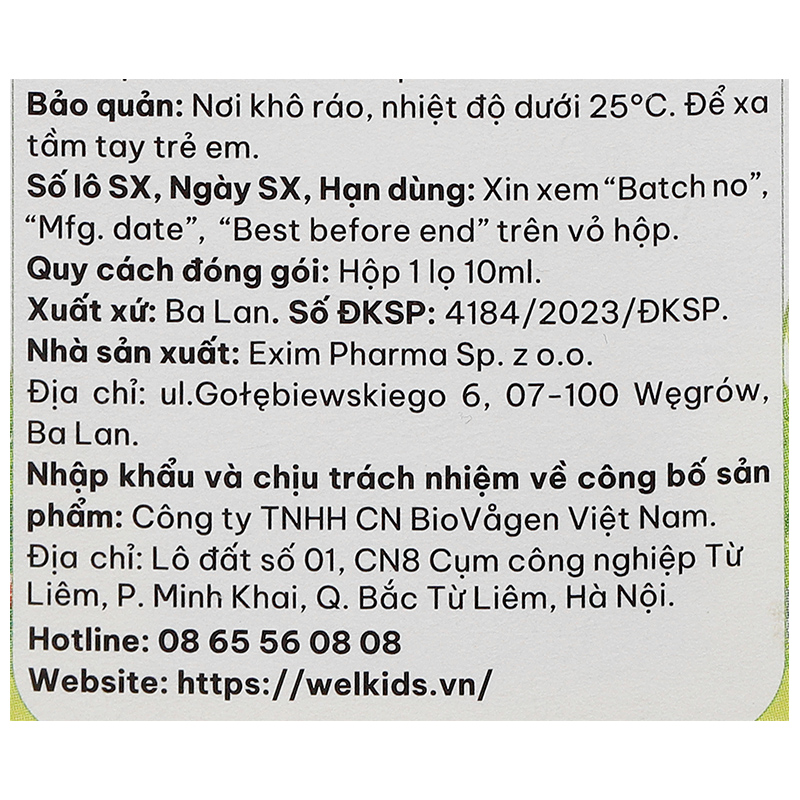 Welkids ADEK hỗ trợ tăng cường sức khỏe cho trẻ em chai 10ml - 8